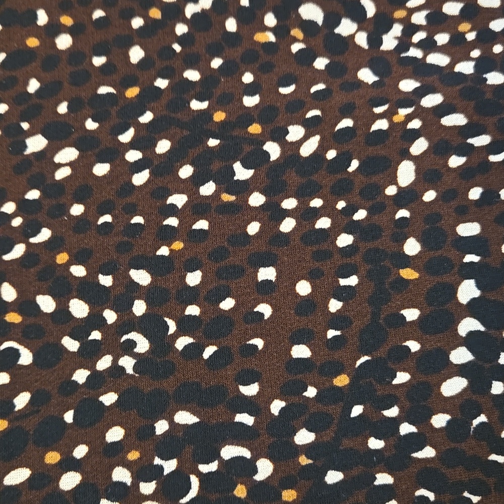 Jones New York Cap Sleeve Brown W/ Black,White,& Tan Abstract Dots Dress Size 10 - Picture 6 of 12